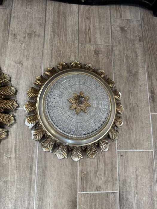 Pereche aplice/plafoniere - bronz si cristal