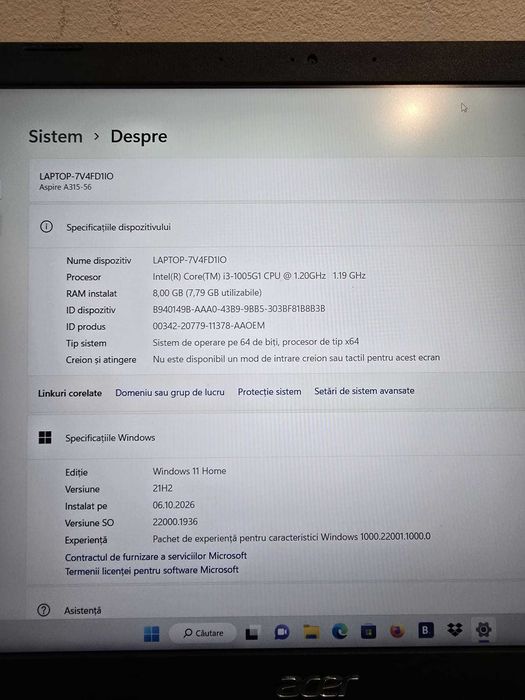 Acer Aspire 3, N19C1 I3-1005G1 Bmg Amanet 103792