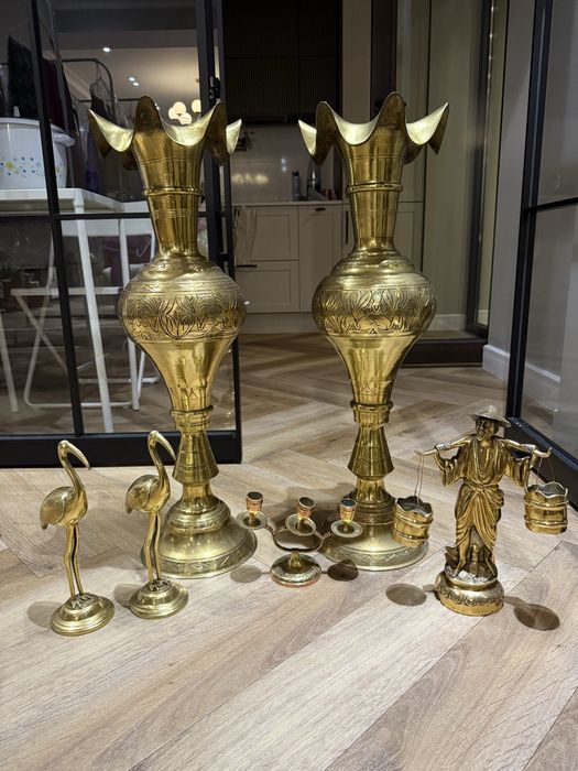 Vase decorative mari din alamă masivă – Sri Lanka  lucrate manua