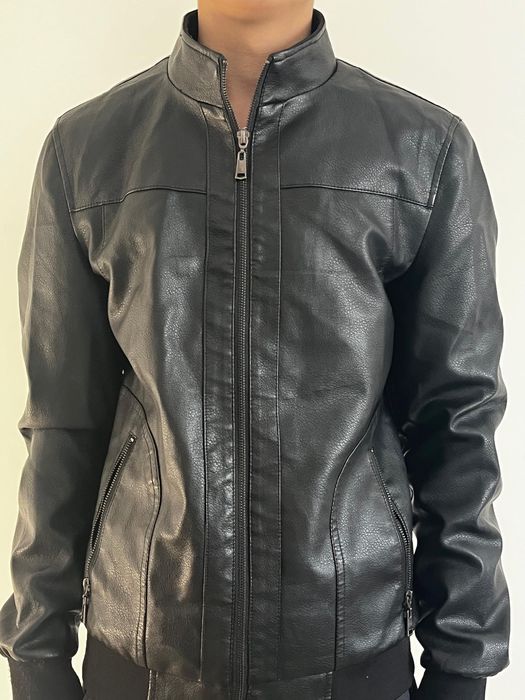 Кожынный куртка ерлерге