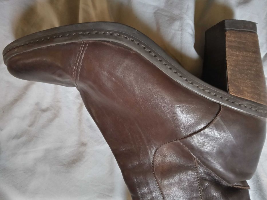 Дамски ботуши естествена кожа номер 39 кафяви