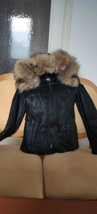 Зимно кожено яке - естествена кожа, с качулка