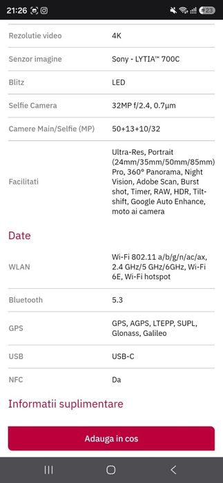 Telefon mobil Motorola Edge 50 Neo, Dual SIM, 256GB, 8GB RAM, 5G, Pantone Latte (sigilat)