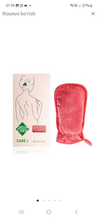 Dush uchun Green Fiber CARE 5 qo’lqop-skrab,