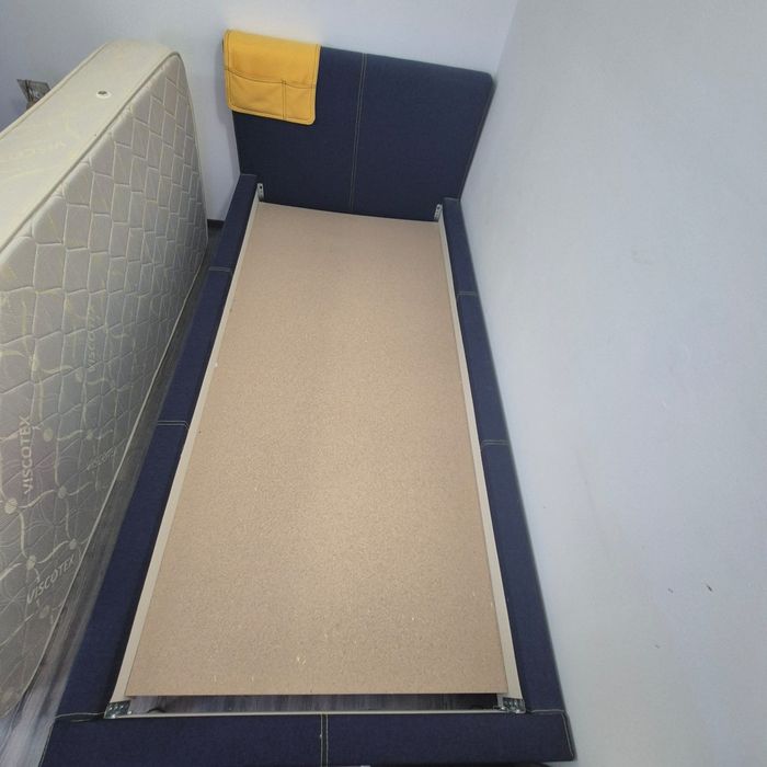Pat tapițat 90x 200 albastru navy