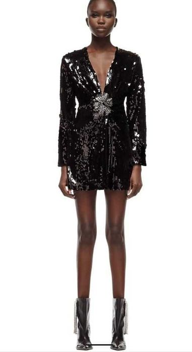 Rochie Zara, neagra, cu paiete, marimea S