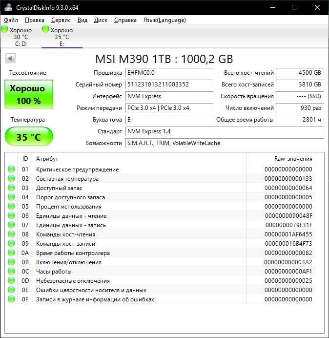 SSD MSI Spatium M390 1 TB 1000 GB
