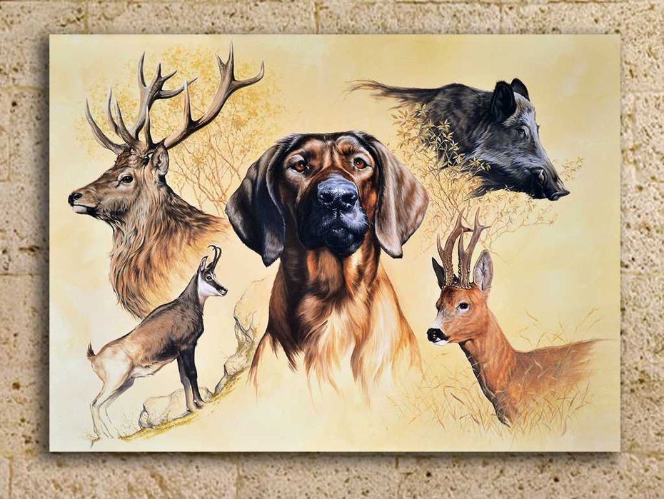 картини ловна тематика "Охотнике на привале", "Ръченица" на Мърквичка