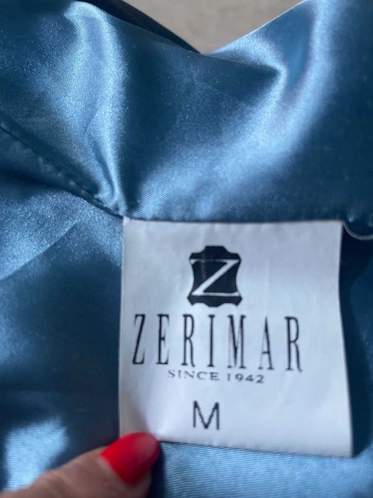 Jacheta piele naturala bleu