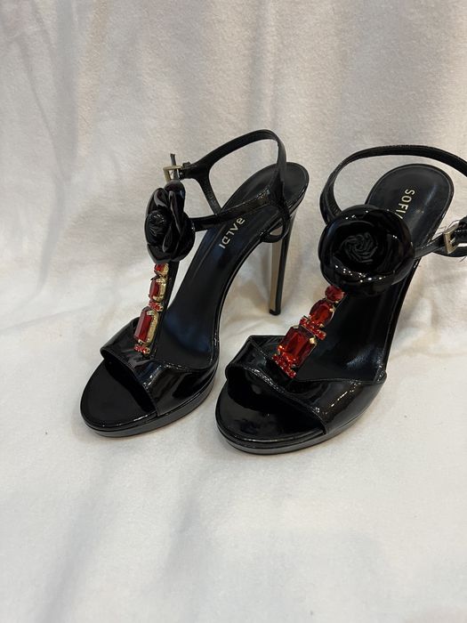 Sandale negre cu toc Sofia Baldi