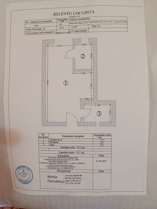 Garsoniera de vanzare Targu Jiu Zona CAM Etaj 1