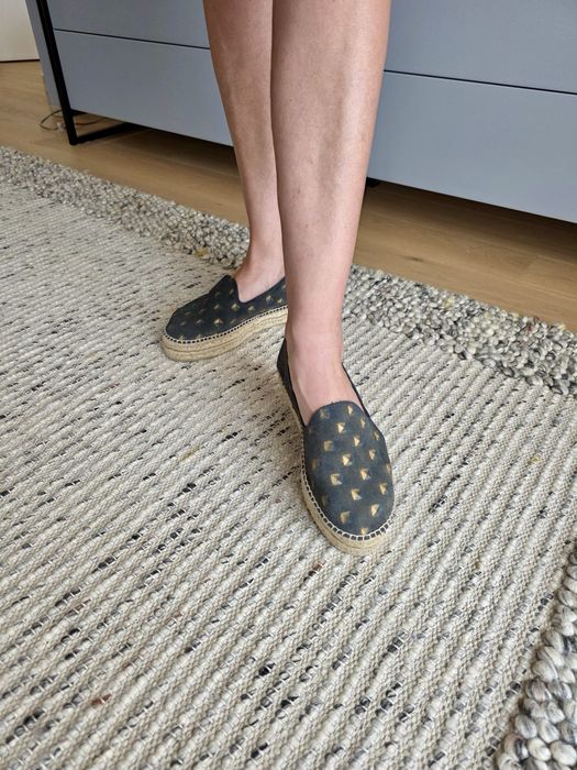 Espadrile Manebi din piele naturala cu talpa dubla de iuta, marimea 40