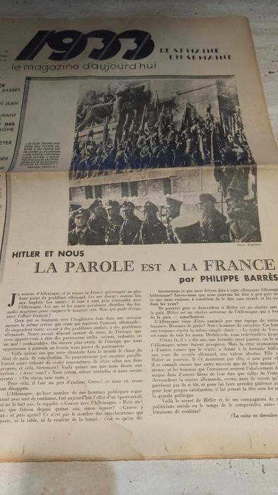 Reviste/Jurnale vechi Franceze “ 1933, Le magazine d´aujourd`hui ”