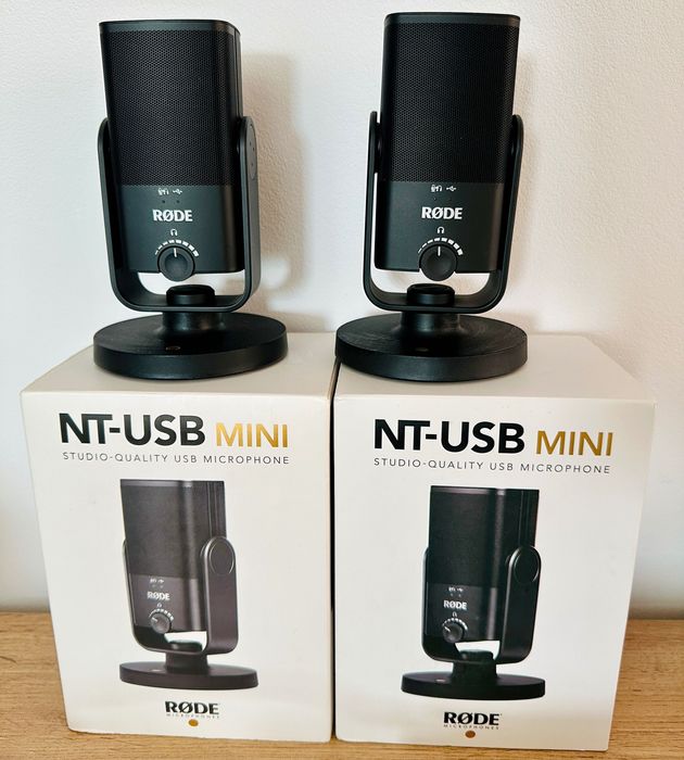 Подкаст стрийминг сет: 2 бр. Микрофони Rode NT-USB Mini (Като нови) + Стойки