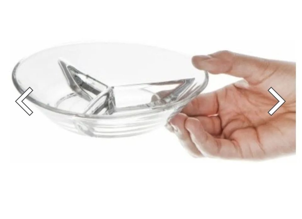 Bol/vas din sticla compartimentat pentru aperitive/rontanele