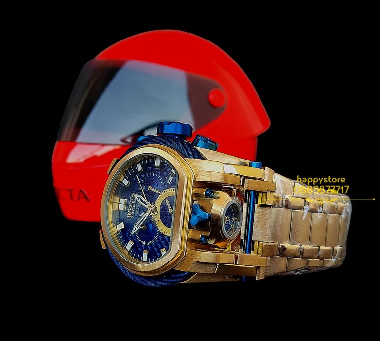 часовник INVICTA Bolt Zeus Magnum Gold/Blue 52 mm, Инвикта нов