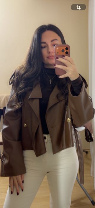 Geaca din imitatie piele maro BSB