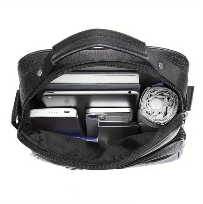 Мъжка дизайнерска,модерна и стилна чанта Bullcaptain/Черна естест.кожа