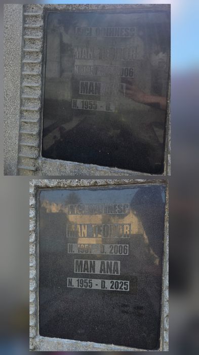 Inscripționare / completare dată de deces pe monumente funerare