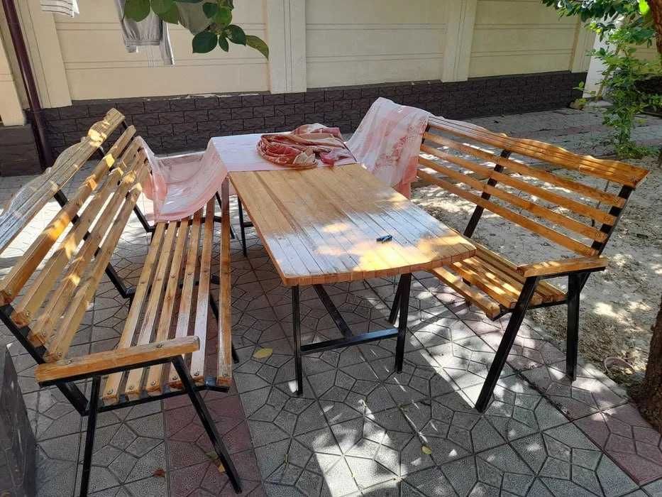 Стол скамейка садовая