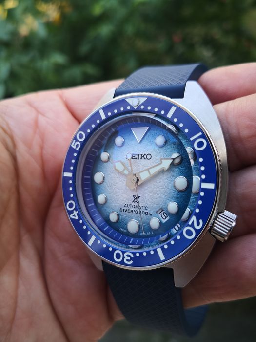 Ceas automatic Seiko Mod Penguin Save The Ocean Prospex Diver's 200m curea FKM