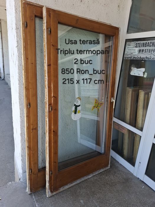 Usi terasă dublu/triplu termopan profil lemn Austria (4 buc)