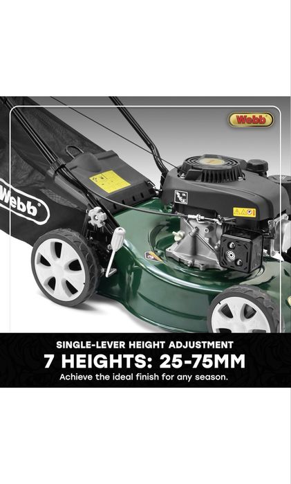 Mașină de tuns iarba pe benzină Webb WER410HP (41 cm / 16"), cu împingere manuală și cuțit rotativ
