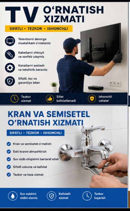 Usta  xizmatlari televizor qotirish ornatish beton buzish