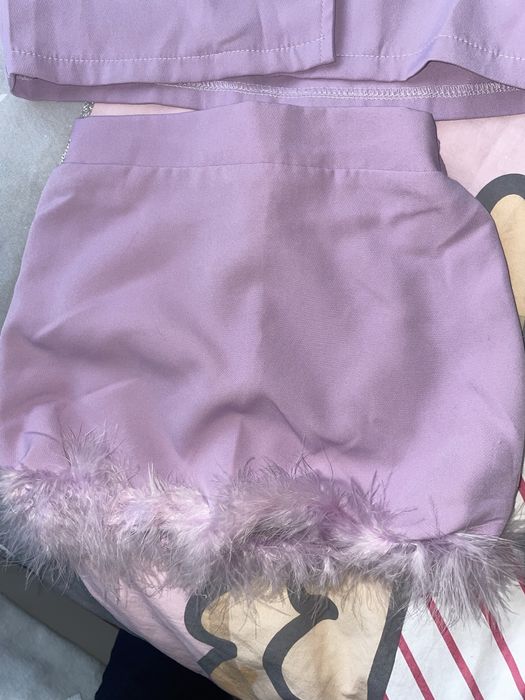 Детски сет с пера лилав цвят