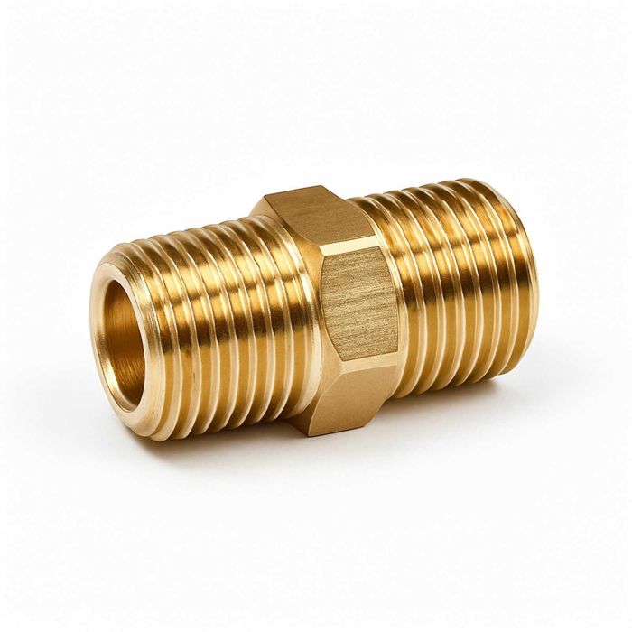 Месингов нипел 1/4"  - Конусна резба - фитинг връзка за въздух/вода