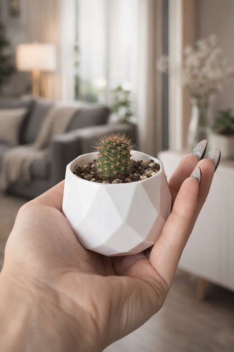 Кактусы детки в кашпо