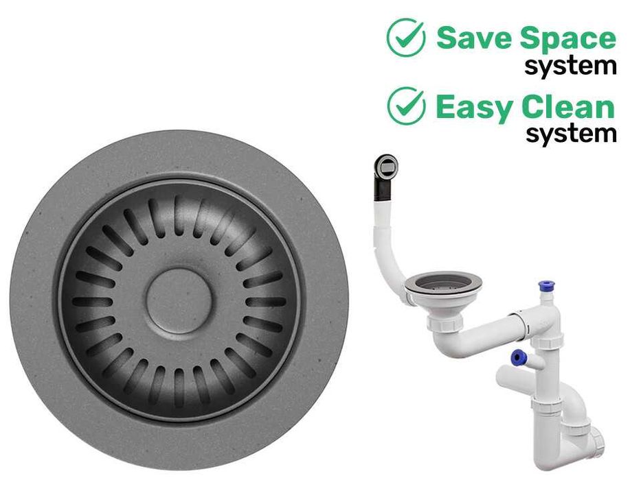 СИВ КУХНЕНСКИ КОМПЛЕКТ XXL – ВСИЧКО В СИВ Мивка + смесител + аксесоари