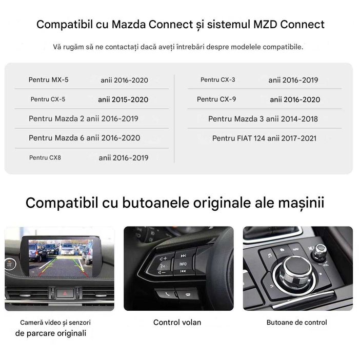 Modul CarPlay / Adroid auto Wireless compatibil cu Mazda 2, 3, 6, MX-5, CX-3, CX-5, CX-8 și CX-9