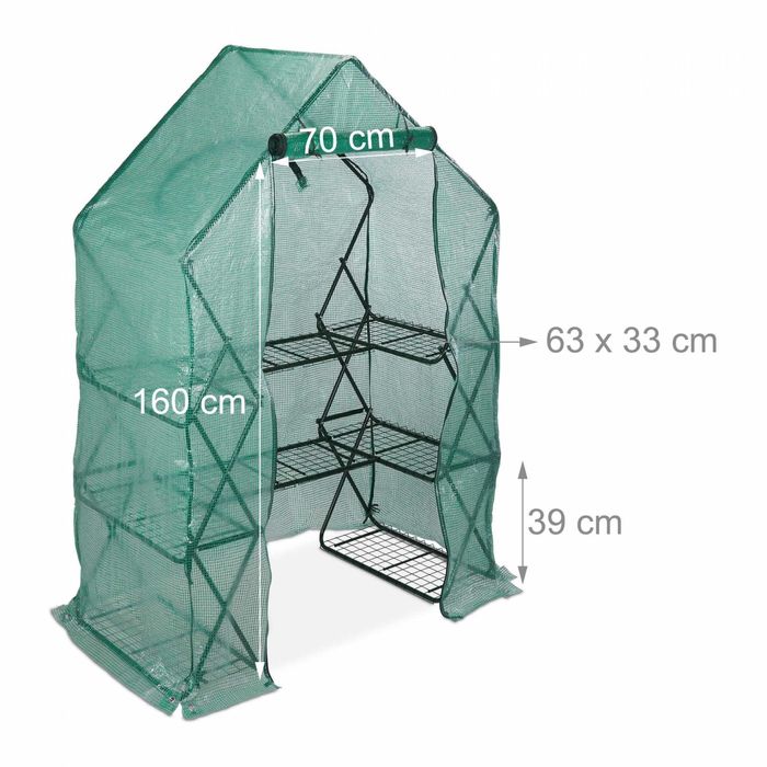 Сгъваема оранжерия с 8 рафта, 195х138х72см, парник с врата и прозорец