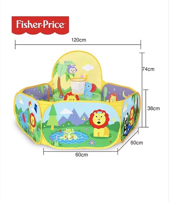 Детска кошара с топки Fisher Price, 120x38x60см, 25 топки