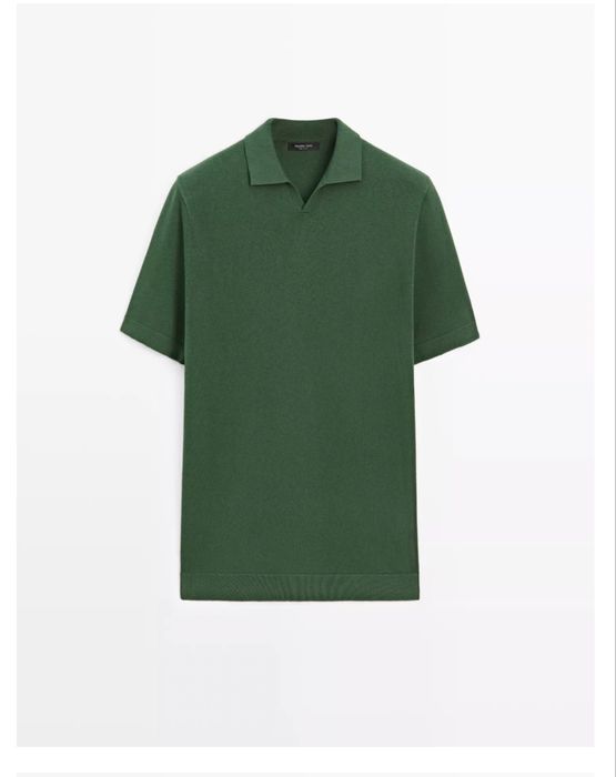 Трикотажный свитер из смесового хлопка с воротником-поло