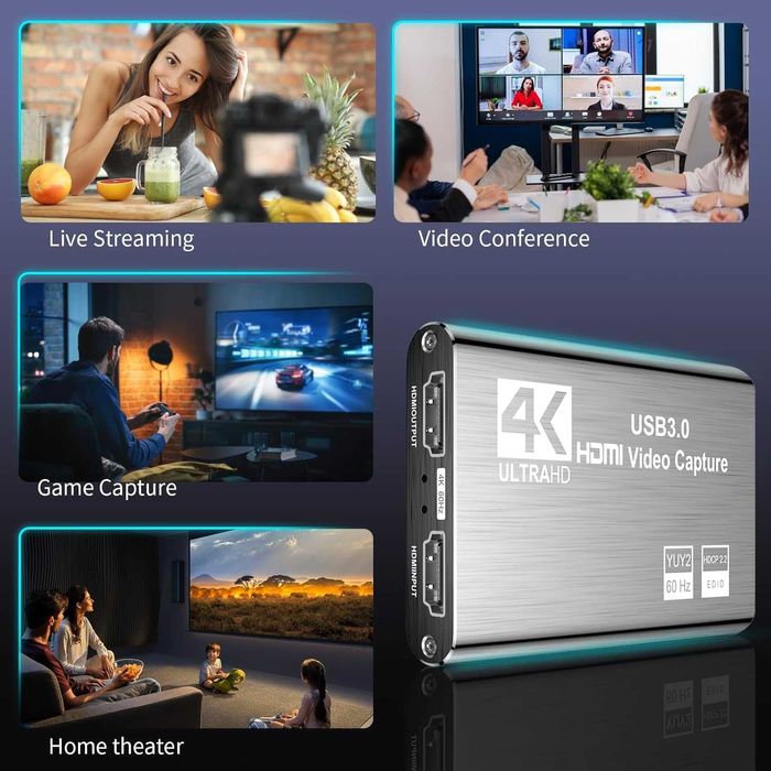 Placă captură audio video,USB 3.0,buclă HDMI 4K,1080P 60FPS/2K 30FPS