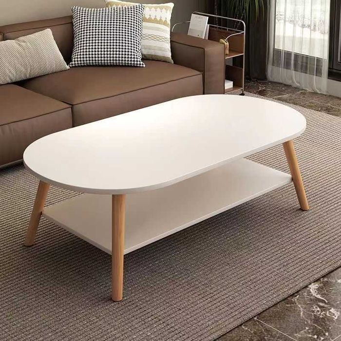 Журнальный Стол с полкой столик деревянный белый двухуровневый 3 вида