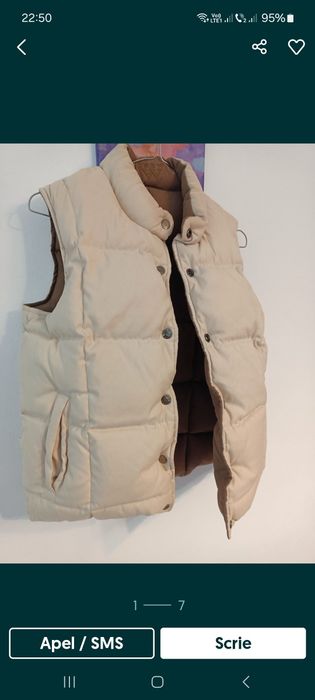 Vesta crew cu doua fete  puf