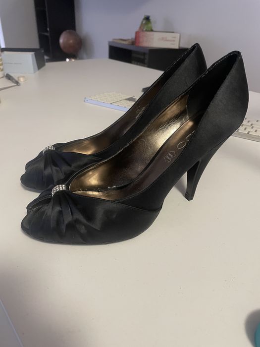 Pantofi Aldo piele + satin toc 10cm, mărime 40