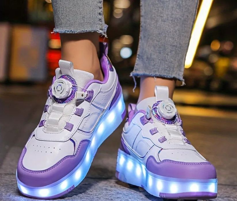 Светещи маратонки-ролери с LED и USB зареждане, НОВИ, номер 30