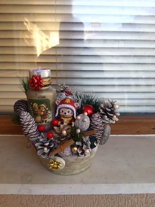 Коледен свещник ръчна изработка 10 лв.