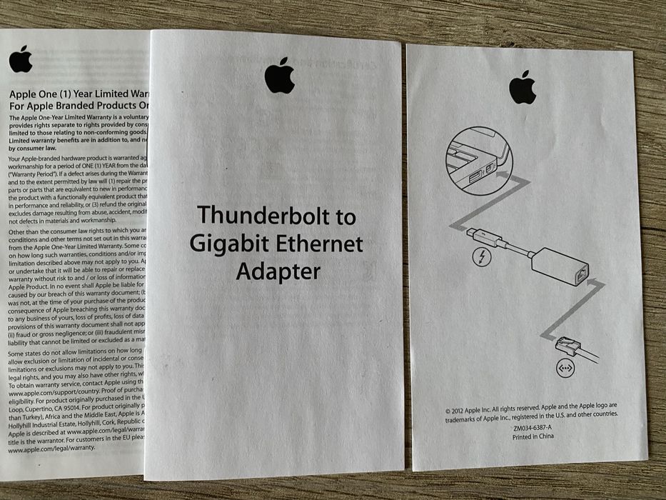 Adaptor original Apple Thunderbolt la placa retea Gigabit Ethernet