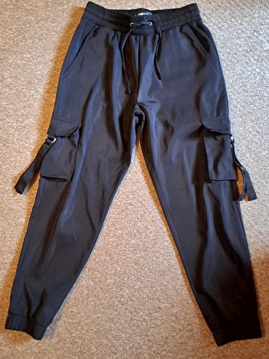 Pantaloni cargo stil vagabond negri pantaloni damă negri largi