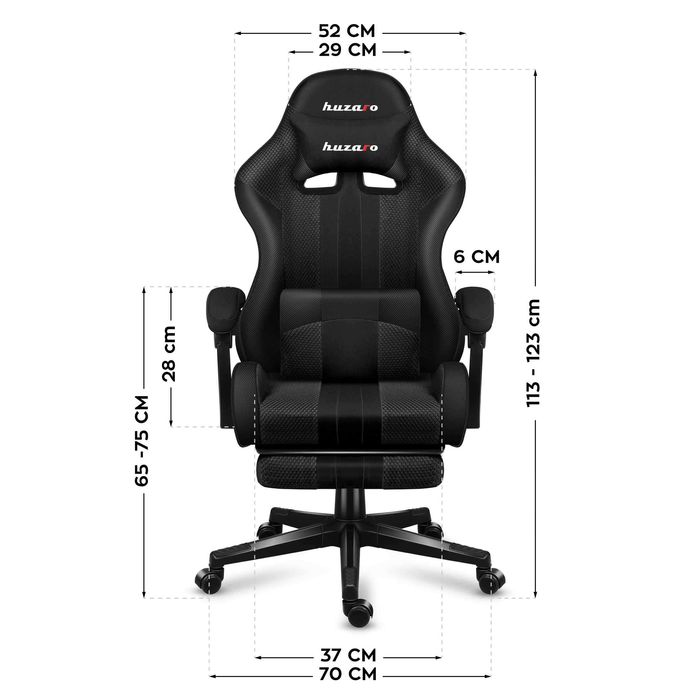 Scaun de gaming, HUZARO Force 4.7, Carbon Mesh, Suport Picioare, Functia Seat Rest, Negru