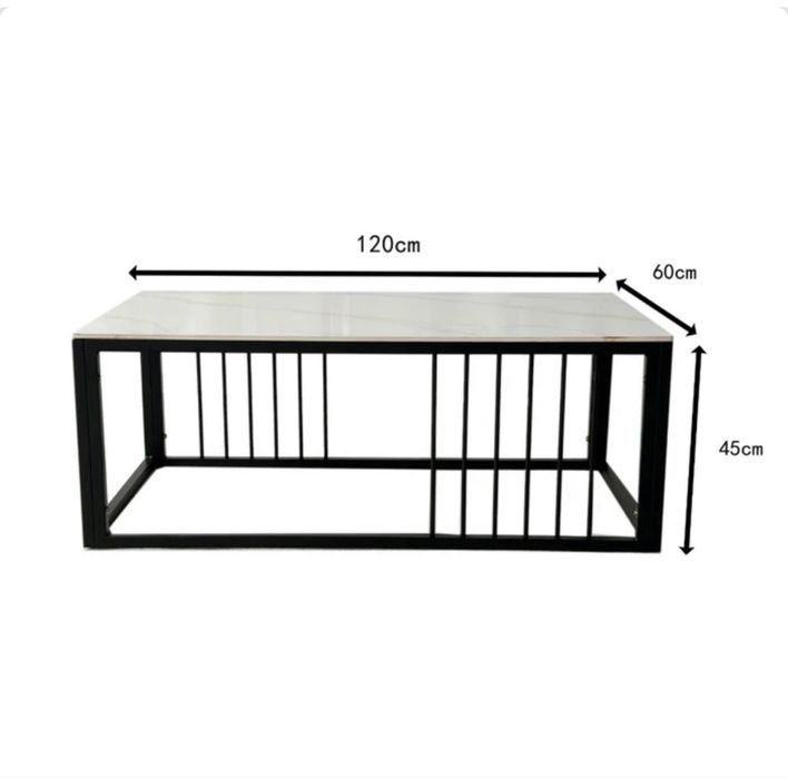 Masuta cafea IVY HM-10, dreptunghiulara, alb + negru, 120 x 60 x 45 cm, 1C