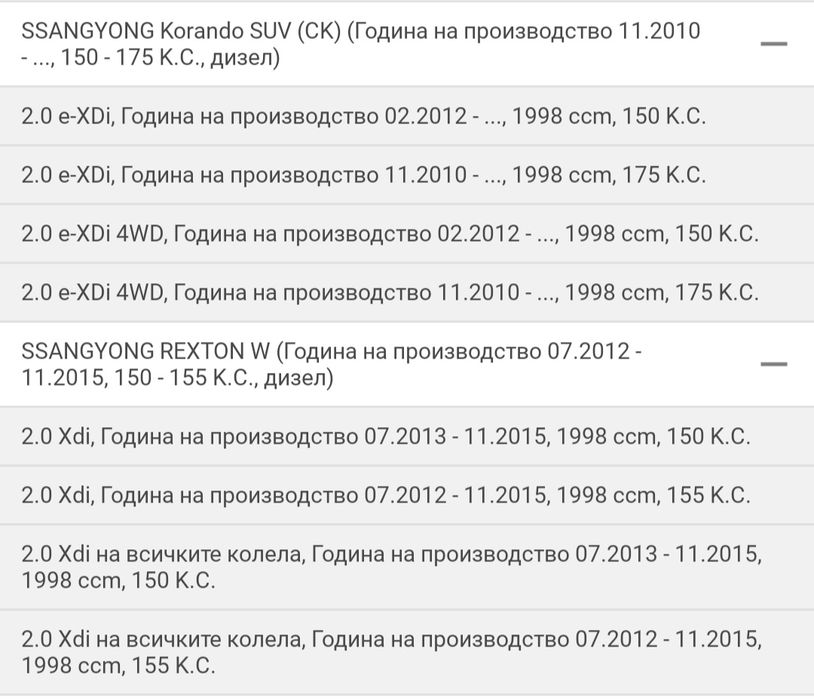 Подгревни свещи 4бр комплект ssangyong