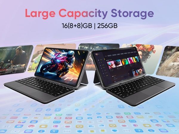 12" Таблет, Android 14, 16GB RAM, 256GB, 4G LTE + калъф/ клавиатура