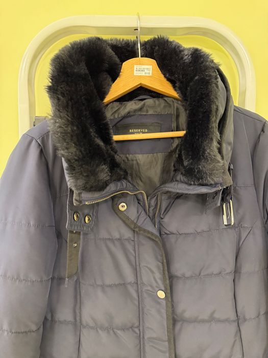 Дамско яке Reserved - зимно, тъмно синьо