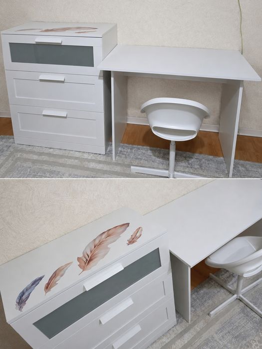 Комод от IKEA, письменный стол и стул.